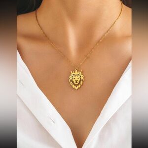 Necklaces Crown Lion King Animal Pendant Men's Chain Choker Necklace Gold color